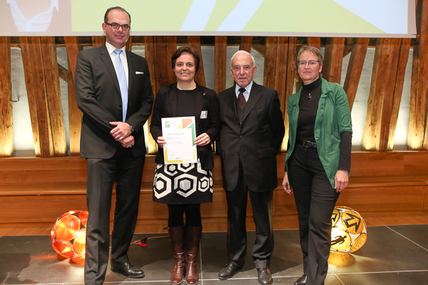 Mag. Andreas Reichhardt (bmvit), Univ.-Prof.in Dr.in Ing.in Anke Bockreis (Leopold-Franzens-Universität Innsbruck), Dr. Rene Alfons Haiden, (Präsident der ÖGUT), Monika Auer (Generalsekretärin der ÖGUT). (c) Katharina Schiffl